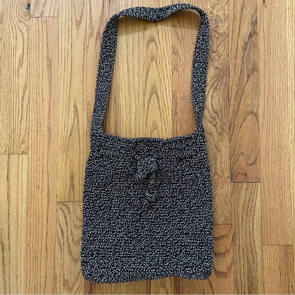 The Original Sak Chocolate Charcoal Crochet Shoulder Handbag Bag Purse Knit - Picture 3 of 10